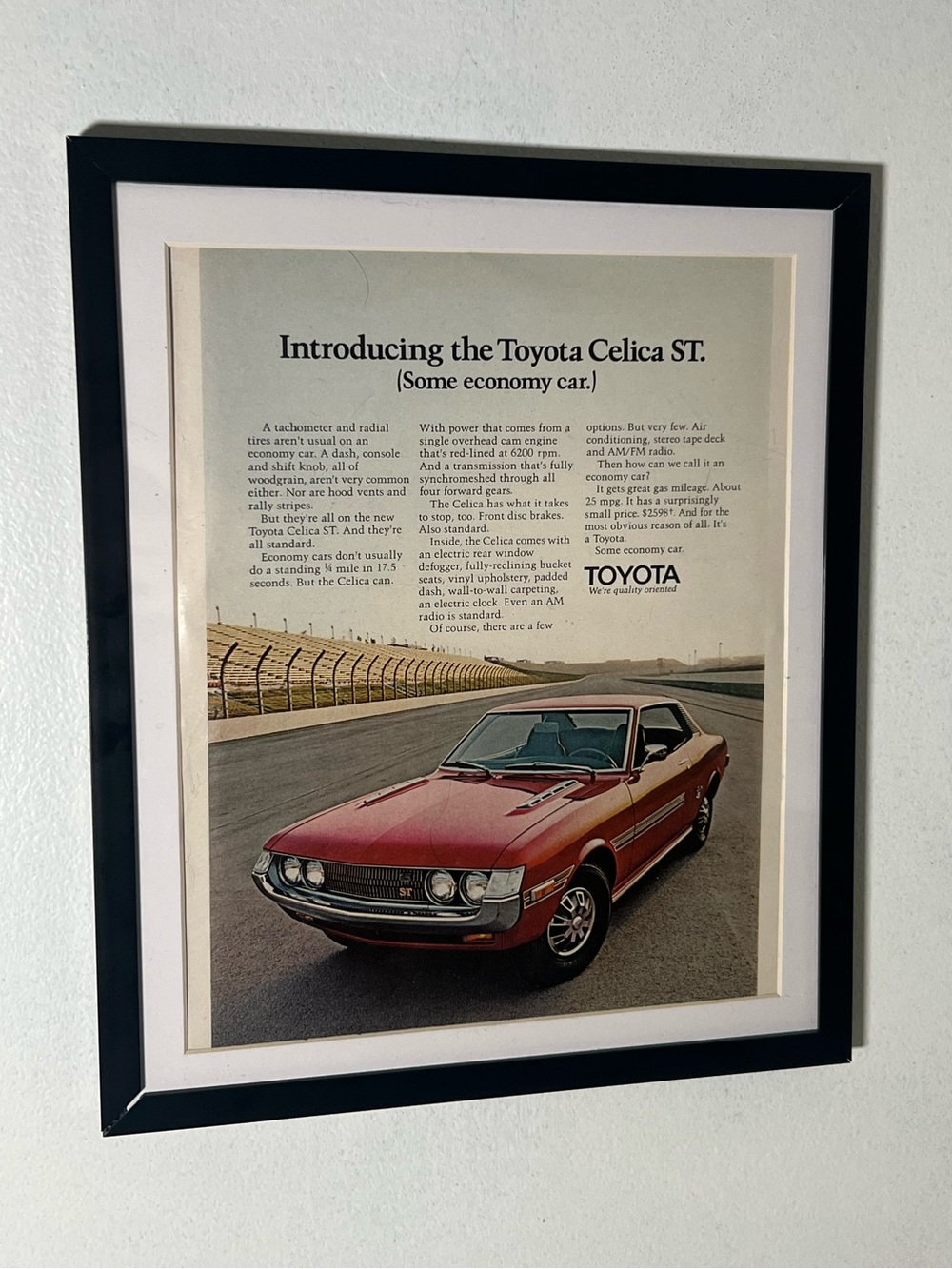 Vintage Toyota Celica ST Advertisement Framed Art Ad Home Decor